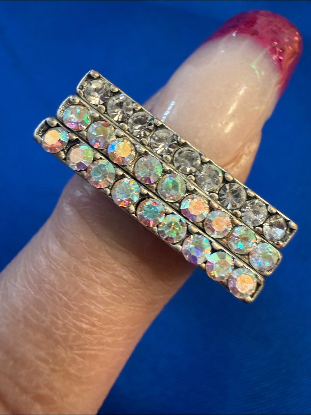 Park Lane Antique Silver Crystal Stackable Ring Set Size 7 New